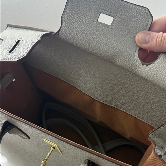 Chic Gray Satchel with Scarf Accent - Picture 2 of 5